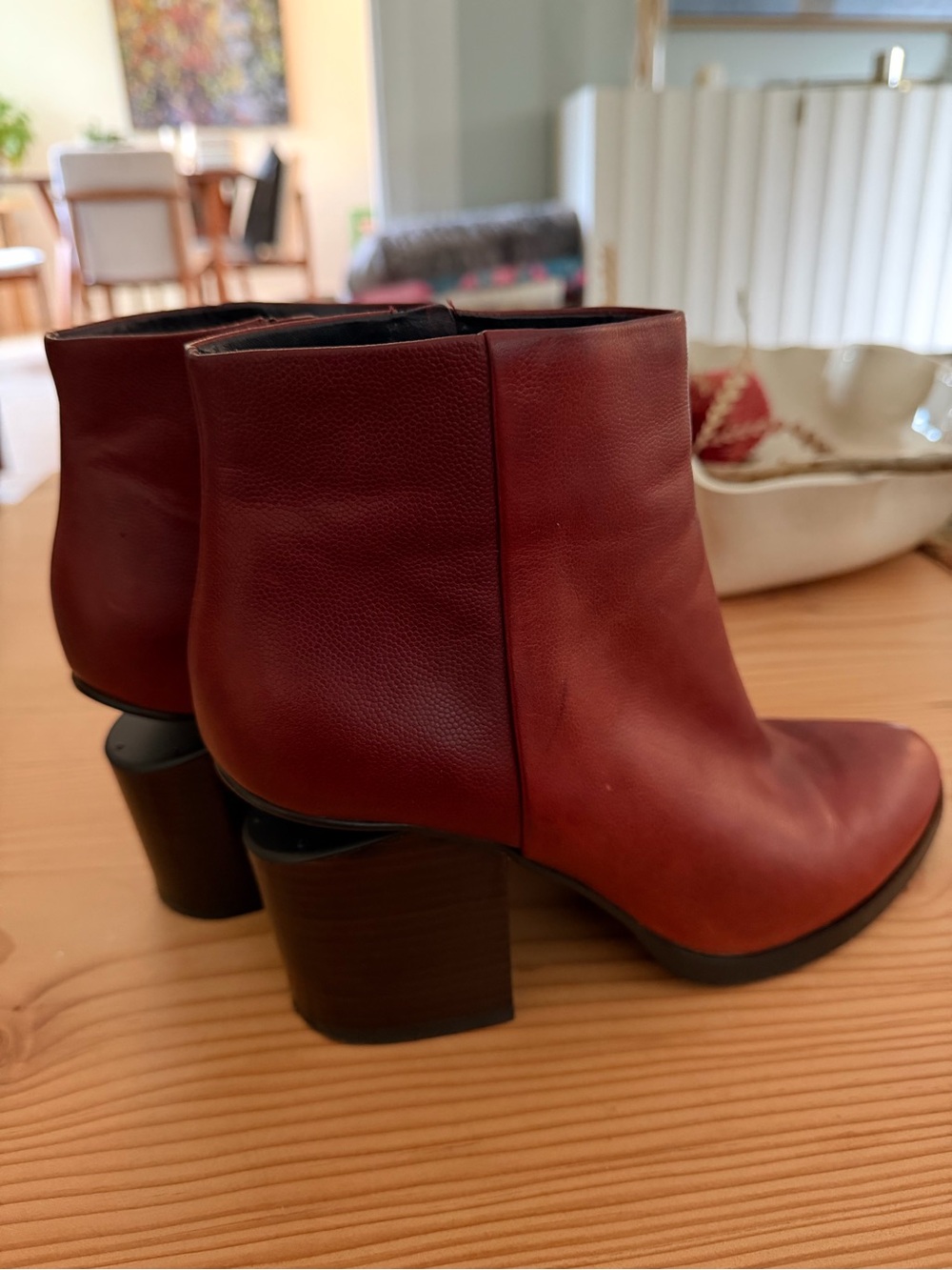 Alexander Wang Red Leather Ankle Booties with Block Heel
